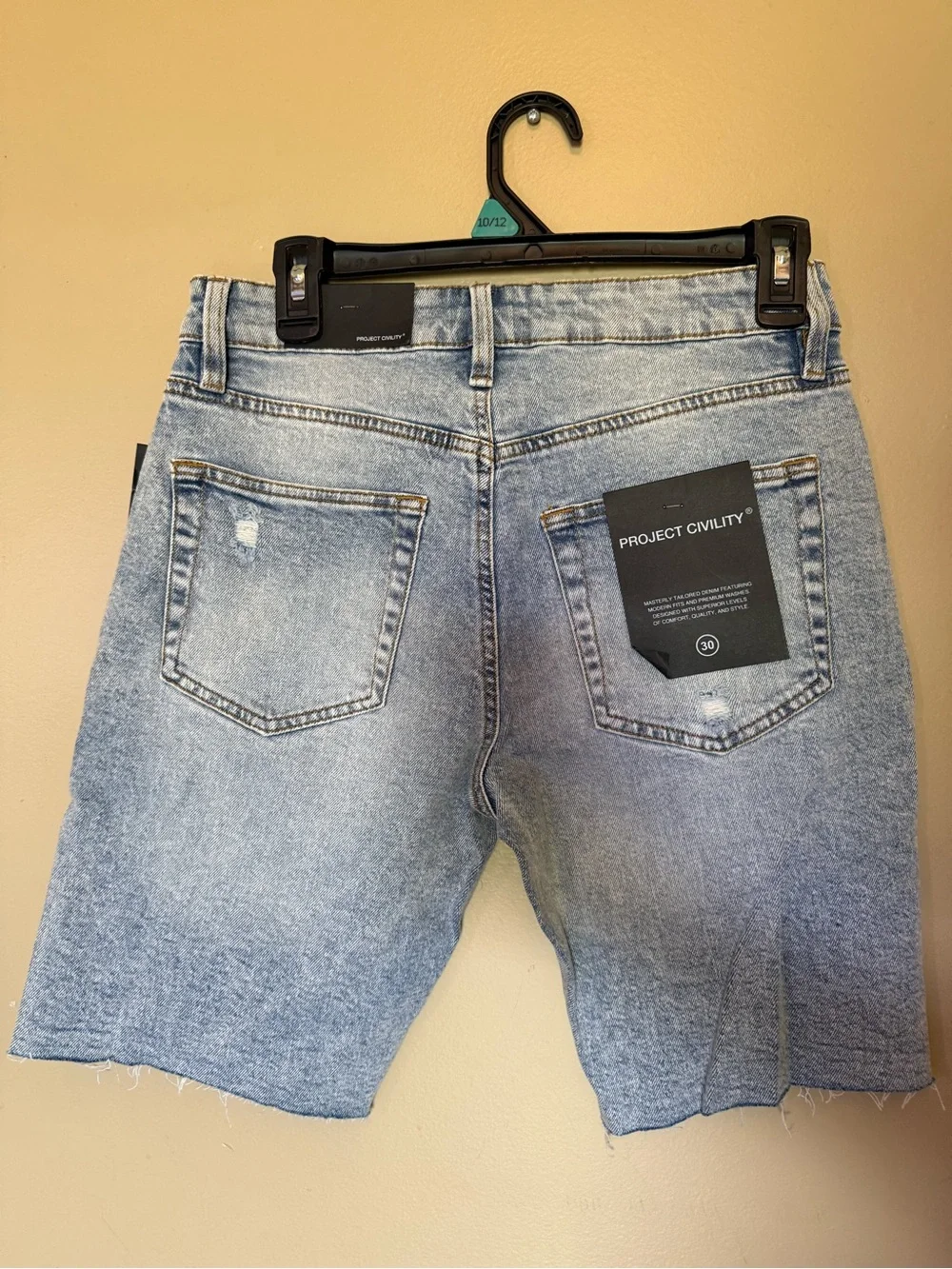 Project Civility Light Blue Distressed Men's Jean Shorts